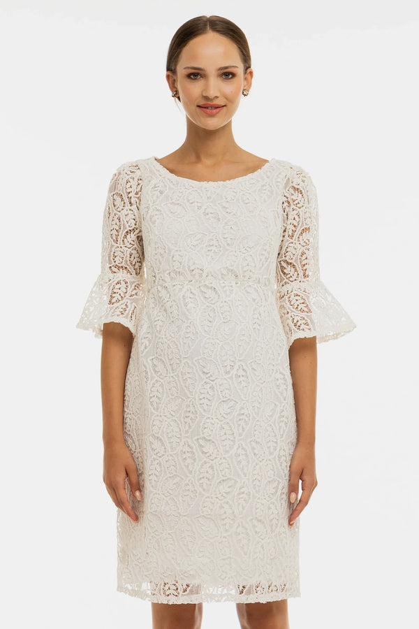 Επίσημο δαντελένιο φόρεμα εγκυμοσύνης – λευκό - - soonMAMA - Η σωστή προσθήκη στην κομψή και άνετη εγκυμοσύνη! - Παλτά για έγκυες