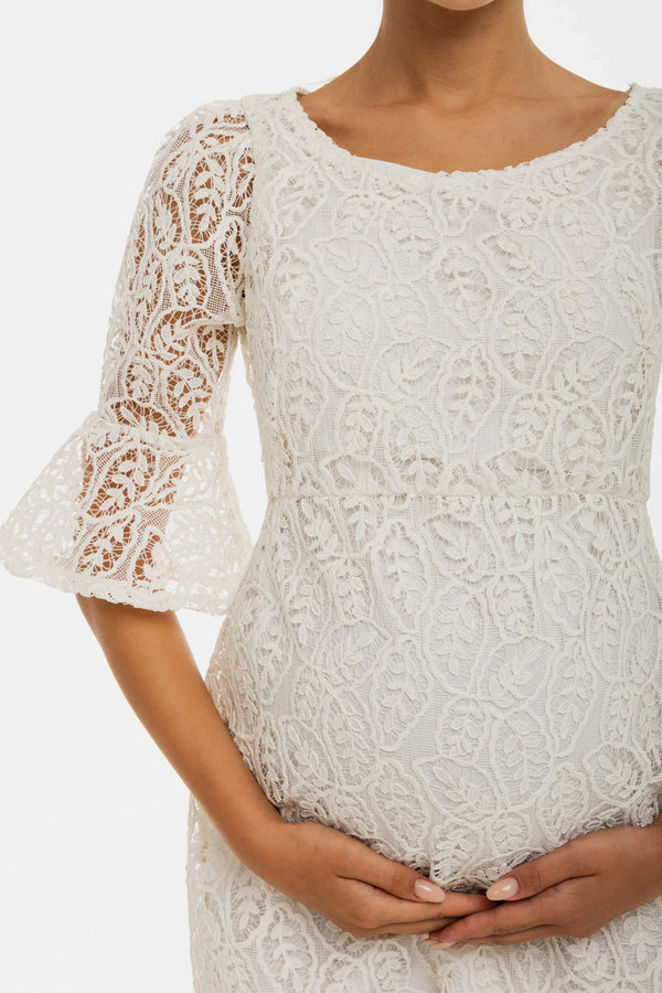 Επίσημο δαντελένιο φόρεμα εγκυμοσύνης – λευκό - - soonMAMA - Η σωστή προσθήκη στην κομψή και άνετη εγκυμοσύνη! - Παλτά για έγκυες