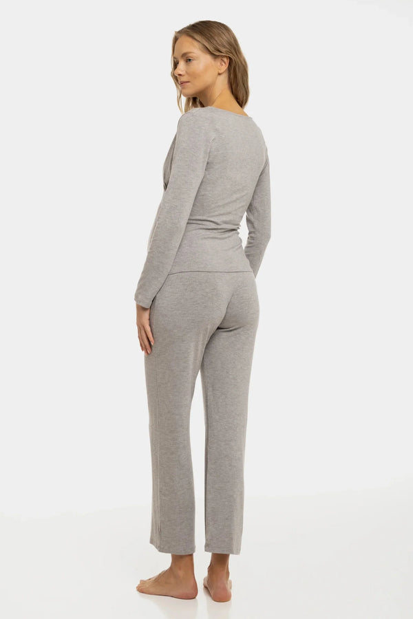 Πιτζάμες εγκυμοσύνης και θηλασμού – γκρι μελανζέ - - soonMAMA - Η σωστή προσθήκη στην κομψή και άνετη εγκυμοσύνη! - Παλτά για έγκυες