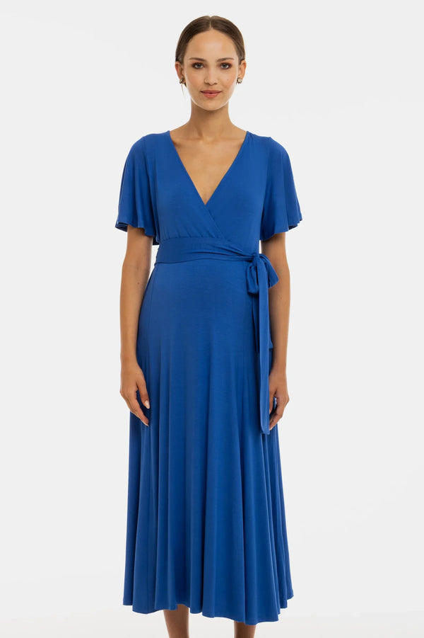 Μακρύ φόρεμα εγκυμοσύνης και θηλασμού σε γραμμή Α - μπλε - - soonMAMA - Η σωστή προσθήκη στην κομψή και άνετη εγκυμοσύνη! - Παλτά για έγκυες