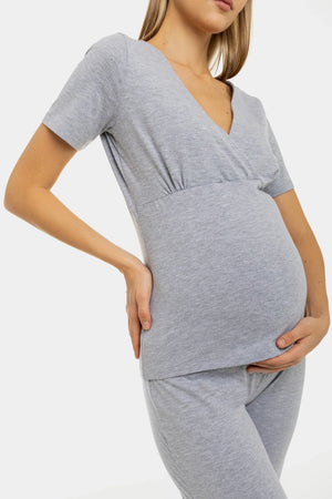 Εγκυμοσύνης και θηλασμού βαμβακερή σε ανοιχτό γκρι - - soonMAMA - Η σωστή προσθήκη στην κομψή και άνετη εγκυμοσύνη! - Παλτά για έγκυες