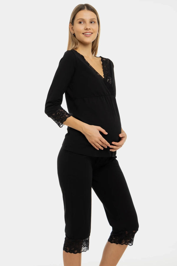 Πιτζάμα εγκυμοσύνης και θηλασμού με δαντέλα - Πυτζάμες - soonMAMA - Η σωστή προσθήκη στην κομψή και άνετη εγκυμοσύνη! - Παλτά για έγκυες