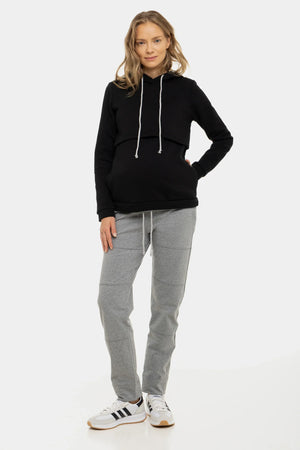 Βαμβακερό φούτερ εγκυμοσύνης και θηλασμού - μαύρος - - soonMAMA - Η σωστή προσθήκη στην κομψή και άνετη εγκυμοσύνη! - Παλτά για έγκυες