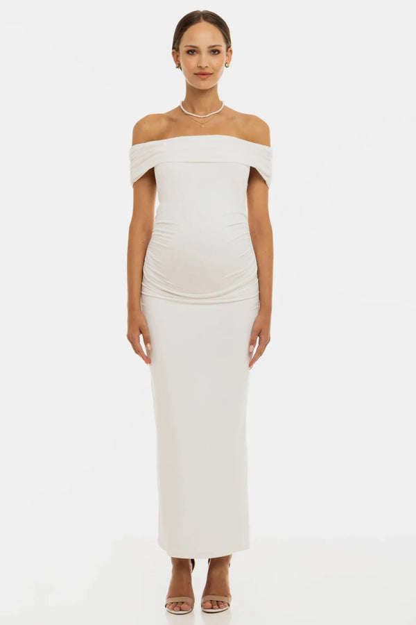 Μακριά νυφική φόρεμα με σούρες – εκρού - - soonMAMA - Η σωστή προσθήκη στην κομψή και άνετη εγκυμοσύνη! - Παλτά για έγκυες