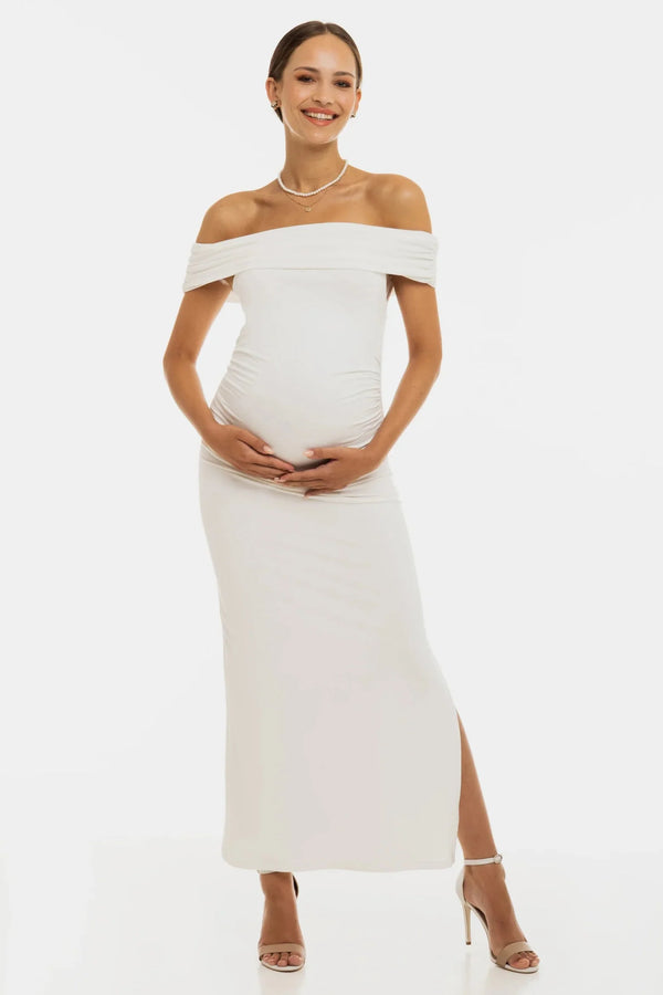 Μακριά νυφική φόρεμα με σούρες – εκρού - - soonMAMA - Η σωστή προσθήκη στην κομψή και άνετη εγκυμοσύνη! - Παλτά για έγκυες