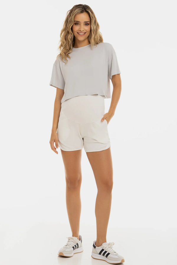 Ριπ σορτς εγκυμοσύνης – εκρού - - soonMAMA - Η σωστή προσθήκη στην κομψή και άνετη εγκυμοσύνη! - Παλτά για έγκυες