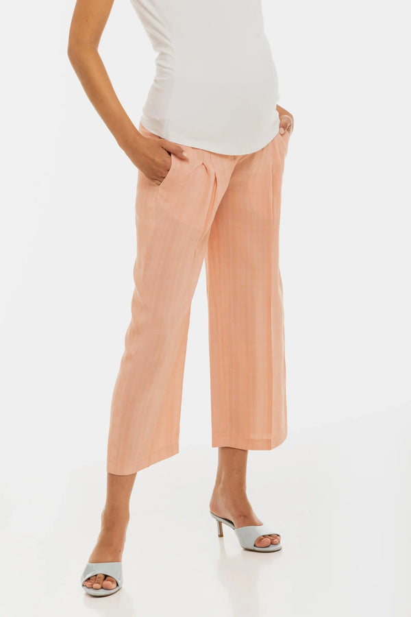 Παντελόνι καμπάνα ⅞ με πιέτες εγκυμοσύνης – ροδακινί