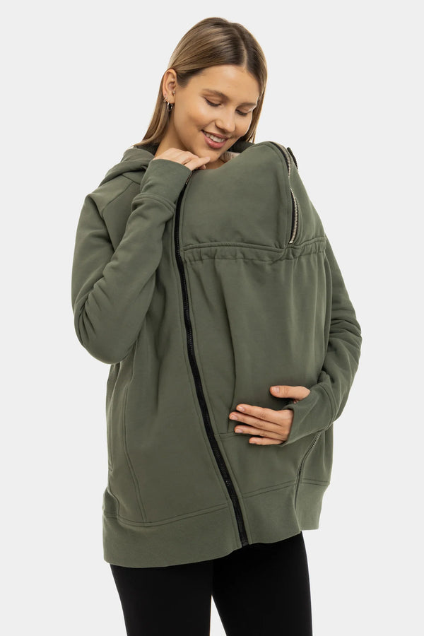 Φούτερ εγκυμοσύνης 3 σε 1 με επένδυση για babywearing - χακί