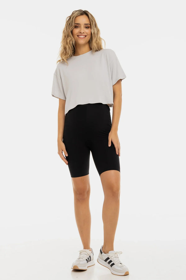 Κοντό κολάν εγκυμοσύνης με σούρες – μαύρο