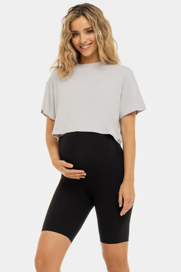 Κοντό κολάν εγκυμοσύνης με σούρες – μαύρο