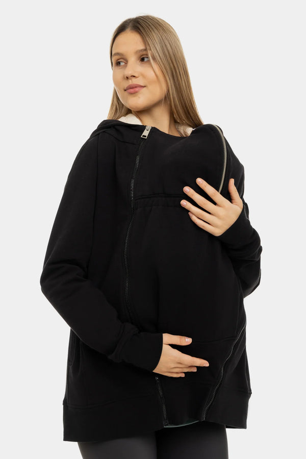Φούτερ εγκυμοσύνης 3 σε 1 με επένδυση για babywearing - μαύρο