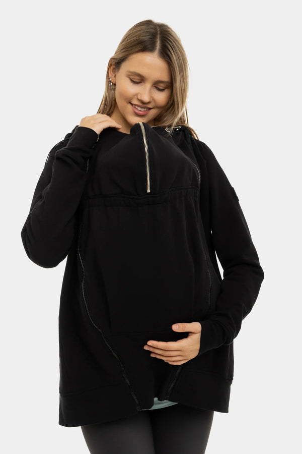 Φούτερ εγκυμοσύνης 3 σε 1 με επένδυση για babywearing - μαύρο