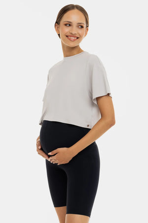 Κοντό κολάν εγκυμοσύνης με σούρες – σκούρο μπλε - - soonMAMA - Η σωστή προσθήκη στην κομψή και άνετη εγκυμοσύνη! - Παλτά για έγκυες