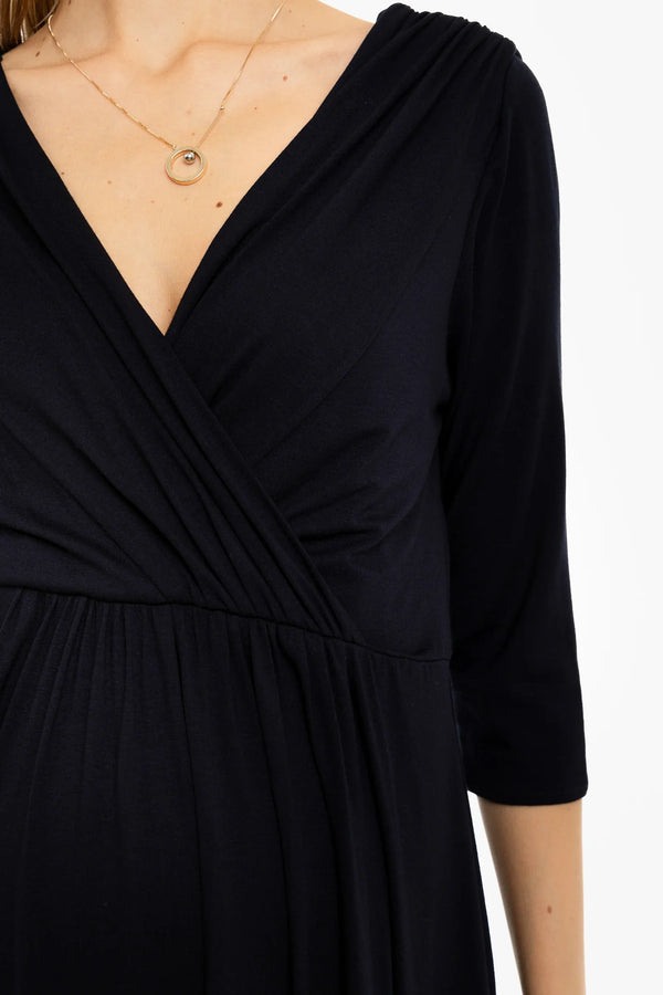 Κομψό φόρεμα εγκυμοσύνης και θηλασμού - σκούρο μπλε - - soonMAMA - Η σωστή προσθήκη στην κομψή και άνετη εγκυμοσύνη! - Παλτά για έγκυες