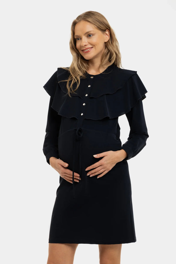 Κομψό φόρεμα εγκυμοσύνης και θηλασμού με κουμπιά σούστες - - soonMAMA - Η σωστή προσθήκη στην κομψή και άνετη εγκυμοσύνη! - Παλτά για έγκυες