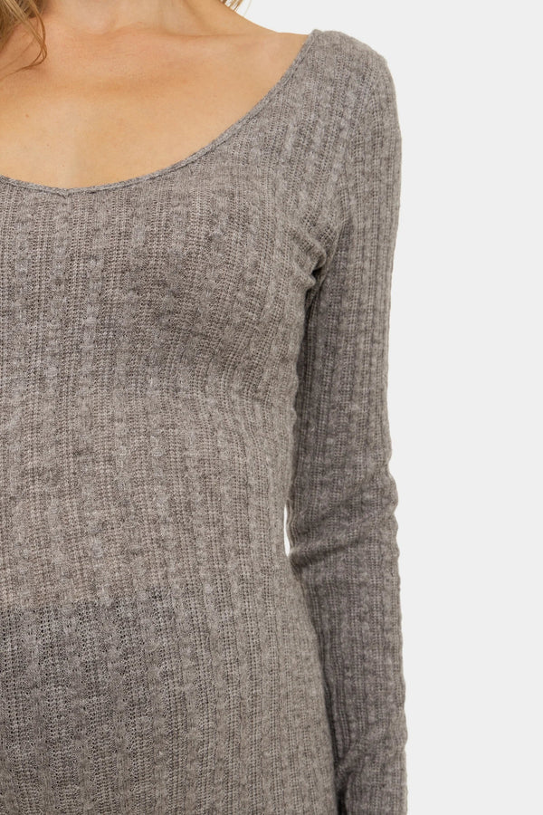 Πλεκτό εφαρμοστό φόρεμα εγκυμοσύνης - καφέ - - soonMAMA - Η σωστή προσθήκη στην κομψή και άνετη εγκυμοσύνη! - Παλτά για έγκυες