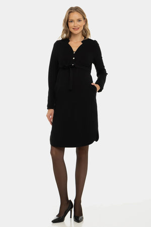 Ελαστικό φόρεμα εγκυμοσύνης και θηλασμού - μαύρο - - soonMAMA - Η σωστή προσθήκη στην κομψή και άνετη εγκυμοσύνη! - Παλτά για έγκυες