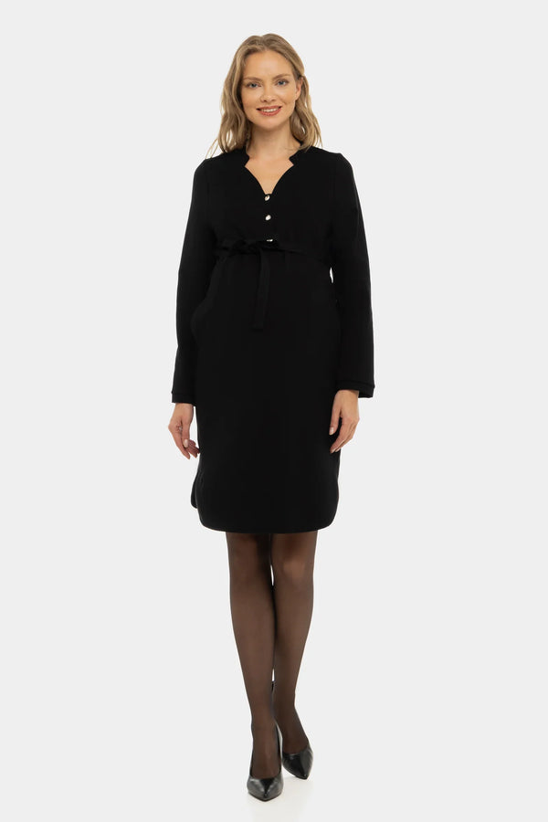 Ελαστικό φόρεμα εγκυμοσύνης και θηλασμού - μαύρο - - soonMAMA - Η σωστή προσθήκη στην κομψή και άνετη εγκυμοσύνη! - Παλτά για έγκυες