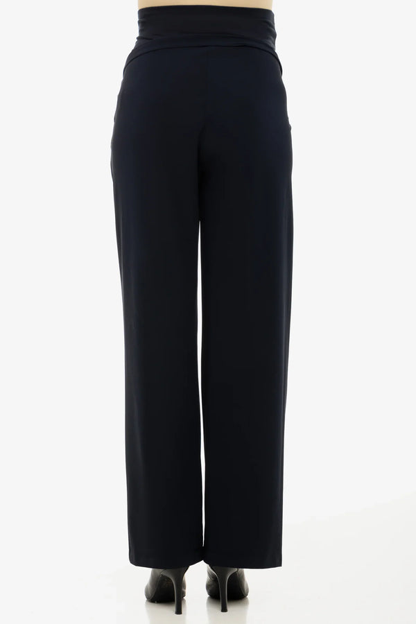 Κοφτό ελαστικό παντελόνι εγκυμοσύνης με πιέτες - σκούρο μπλε - - soonMAMA - Η σωστή προσθήκη στην κομψή και άνετη εγκυμοσύνη! - Παλτά για έγκυες