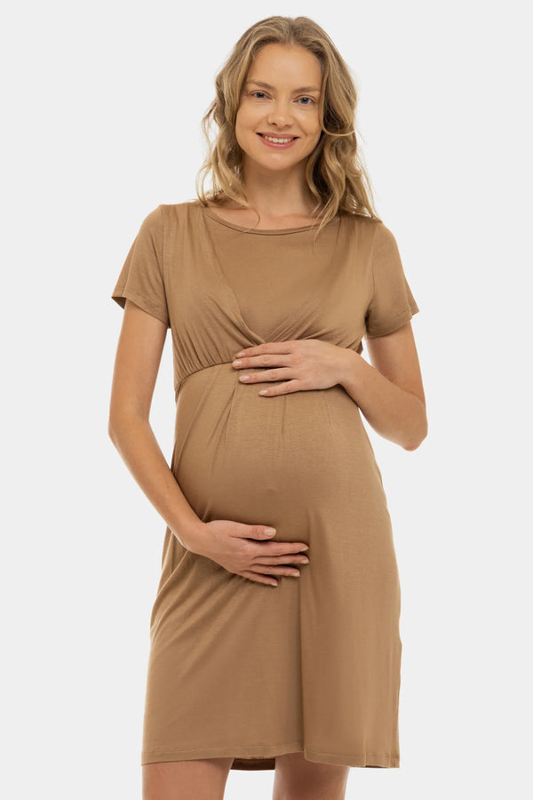 Νυχτικό εγκυμοσύνης και θηλασμού - μπεζ - - soonMAMA - Η σωστή προσθήκη στην κομψή και άνετη εγκυμοσύνη! - Παλτά για έγκυες