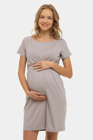 Νυχτικό εγκυμοσύνης και θηλασμού - γκρί - - soonMAMA - Η σωστή προσθήκη στην κομψή και άνετη εγκυμοσύνη! - Παλτά για έγκυες