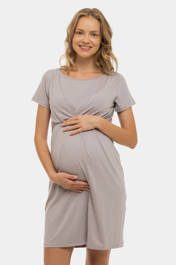 Νυχτικό εγκυμοσύνης και θηλασμού - γκρί - - soonMAMA - Η σωστή προσθήκη στην κομψή και άνετη εγκυμοσύνη! - Παλτά για έγκυες