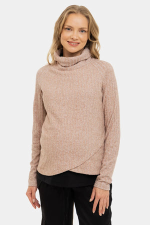 Μπεζ πλεκτό πουλόβερ εγκυμοσύνης και θηλασμού - - soonMAMA - Η σωστή προσθήκη στην κομψή και άνετη εγκυμοσύνη! - Παλτά για έγκυες