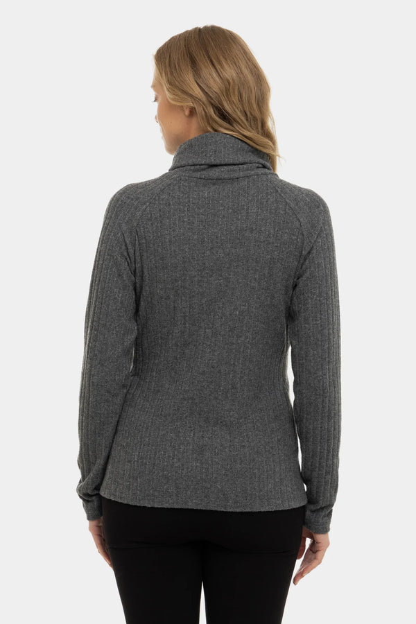 Σκούρο γκρι πλεκτό πουλόβερ εγκυμοσύνης και θηλασμού - - soonMAMA - Η σωστή προσθήκη στην κομψή και άνετη εγκυμοσύνη! - Παλτά για έγκυες