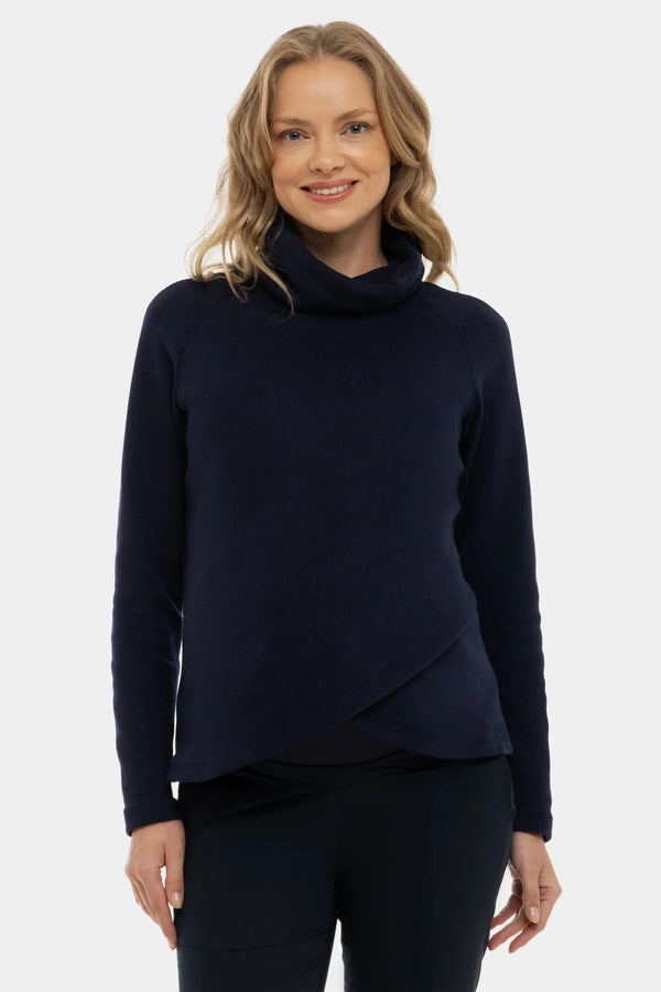 Σκούρο μπλε πλεκτό πουλόβερ εγκυμοσύνης και θηλασμού - - soonMAMA - Η σωστή προσθήκη στην κομψή και άνετη εγκυμοσύνη! - Παλτά για έγκυες