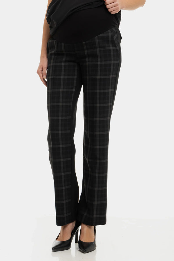 Καρό κομψό παντελόνι εγκυμοσύνης - Pants - soonMAMA - Η σωστή προσθήκη στην κομψή και άνετη εγκυμοσύνη! - Παλτά για έγκυες