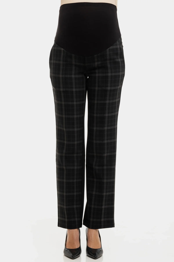 Καρό κομψό παντελόνι εγκυμοσύνης - Pants - soonMAMA - Η σωστή προσθήκη στην κομψή και άνετη εγκυμοσύνη! - Παλτά για έγκυες