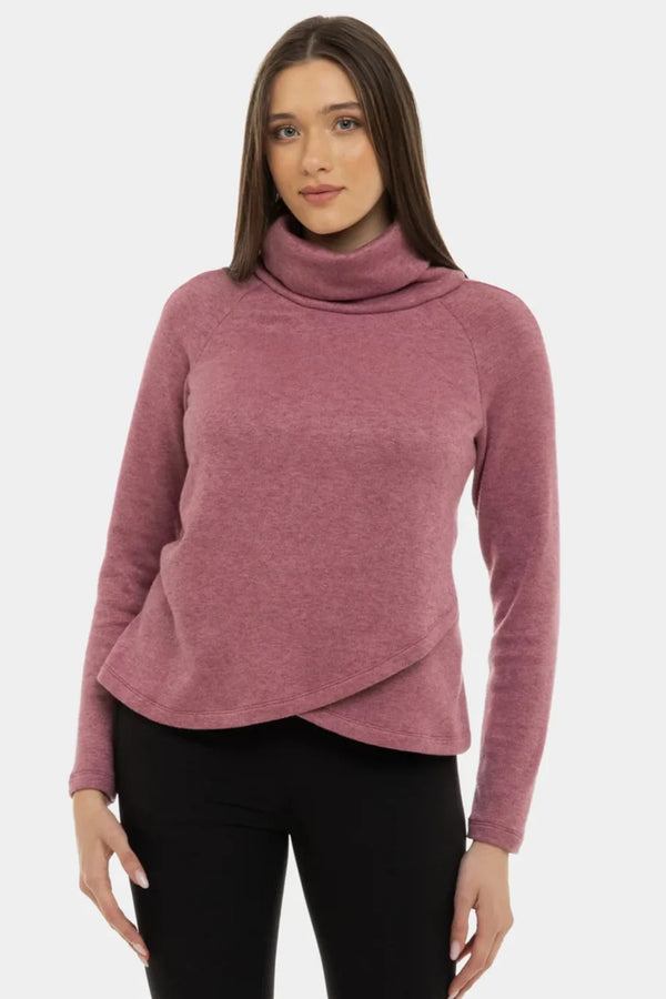 Πλεκτό πουλόβερ εγκυμοσύνης και θηλασμού - σκούρο ροζ