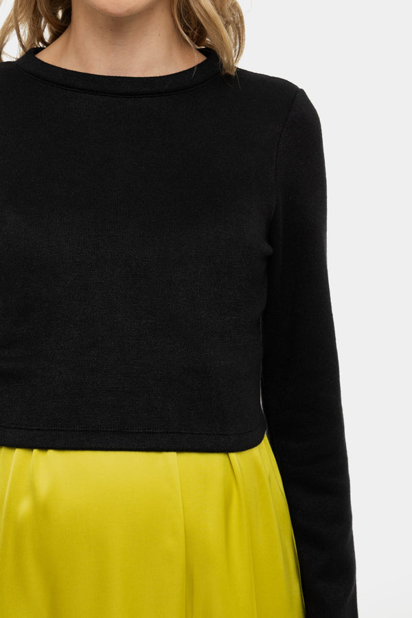 Σατέν φόρεμα με πουλόβερ εγκυμοσύνης και θηλασμό - λεμόνιο - - soonMAMA - Η σωστή προσθήκη στην κομψή και άνετη εγκυμοσύνη! - Παλτά για έγκυες