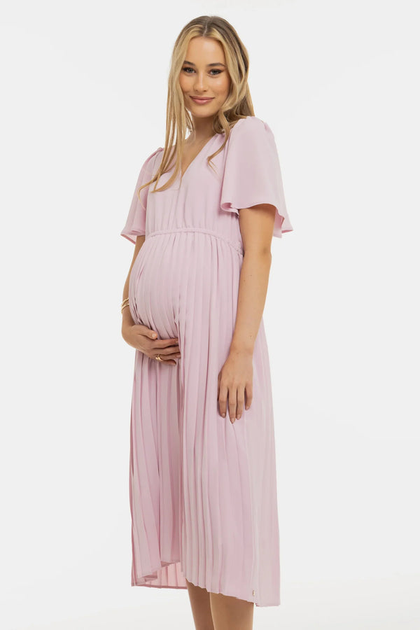 Επίσημο πλισέ φόρεμα εγκυμοσύνης – ανοιχτό ροζ - - soonMAMA - Η σωστή προσθήκη στην κομψή και άνετη εγκυμοσύνη! - Παλτά για έγκυες