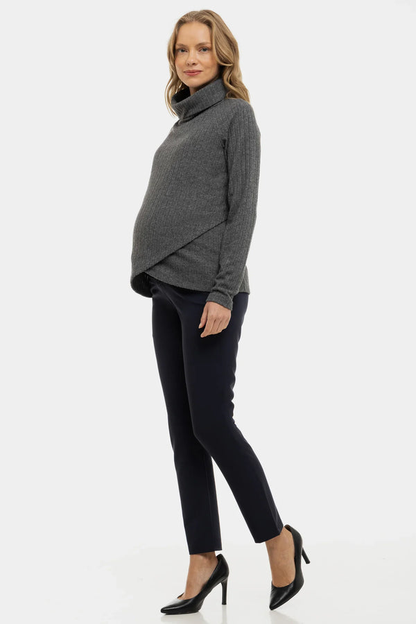 Παντελόνι εγκυμοσύνης σε σκούρο μπλε - - soonMAMA - Η σωστή προσθήκη στην κομψή και άνετη εγκυμοσύνη! - Παλτά για έγκυες