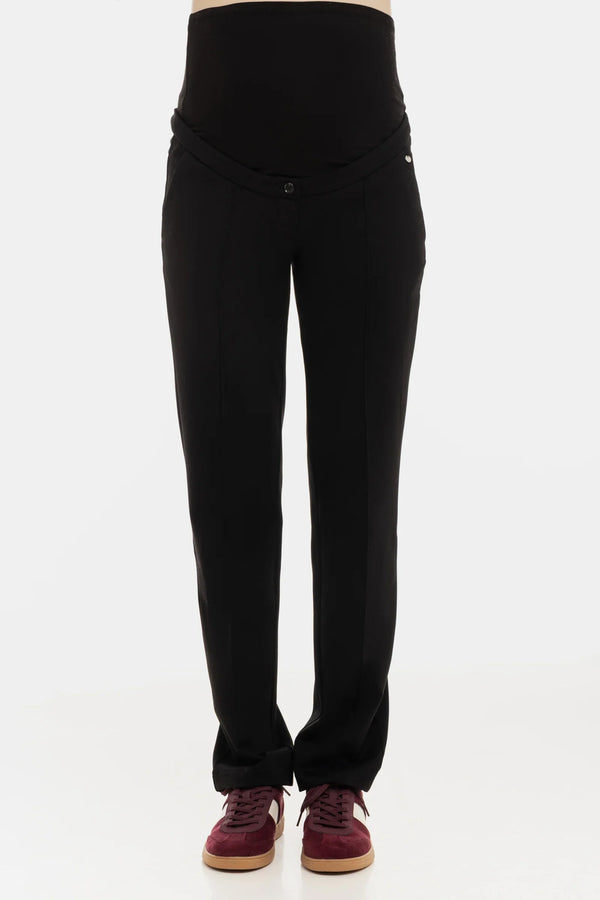 Κομψό παντελόνι εγκυμοσύνης από ζέρσεϊ – μαύρο