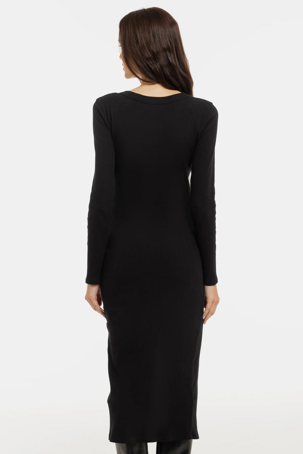 Ριπ βαμβακερό φόρεμα εγκυμοσύνης και θηλασμού – μαύρο - - soonMAMA - Η σωστή προσθήκη στην κομψή και άνετη εγκυμοσύνη! - Παλτά για έγκυες