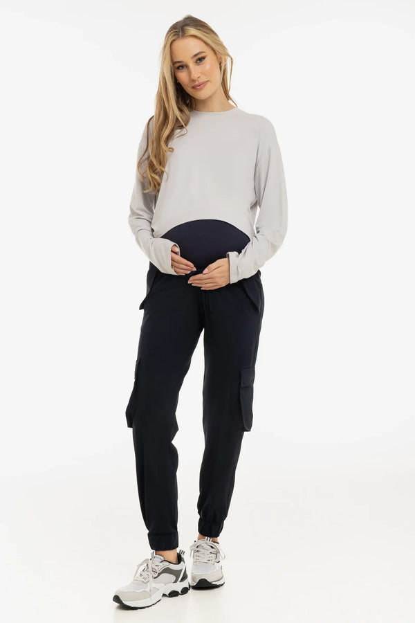 Παντελόνι cargo εγκυμοσύνης σε σκούρο μπλε