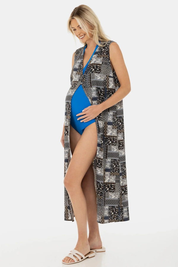 Ολόσωμο μαγιό εγκυμοσύνης και θηλασμού – τροπικό μπλε - - soonMAMA - Η σωστή προσθήκη στην κομψή και άνετη εγκυμοσύνη! - Παλτά για έγκυες