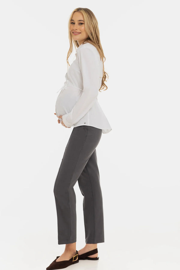 Υφασμάτινο παντελόνι εγκυμοσύνης από μείγμα μαλλιού - γραφίτη