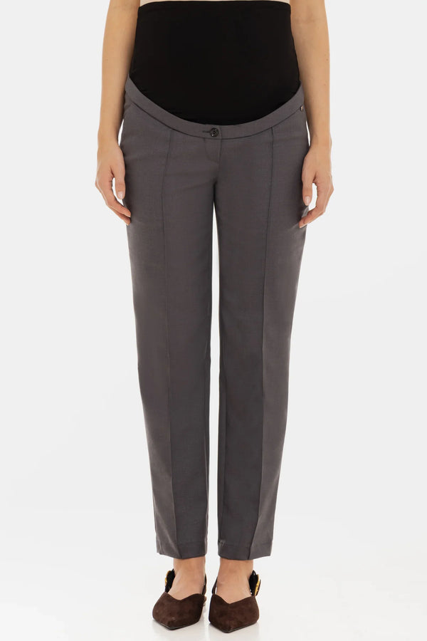 Υφασμάτινο παντελόνι εγκυμοσύνης από μείγμα μαλλιού - γραφίτη