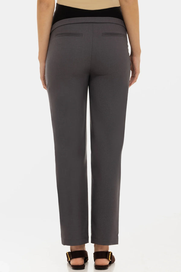 Υφασμάτινο παντελόνι εγκυμοσύνης από μείγμα μαλλιού - γραφίτη