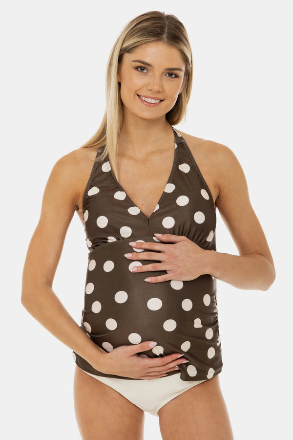 Μαγιό εγκυμοσύνης δύο τεμαχίων με πουά σχέδιο - - soonMAMA - Η σωστή προσθήκη στην κομψή και άνετη εγκυμοσύνη! - Παλτά για έγκυες