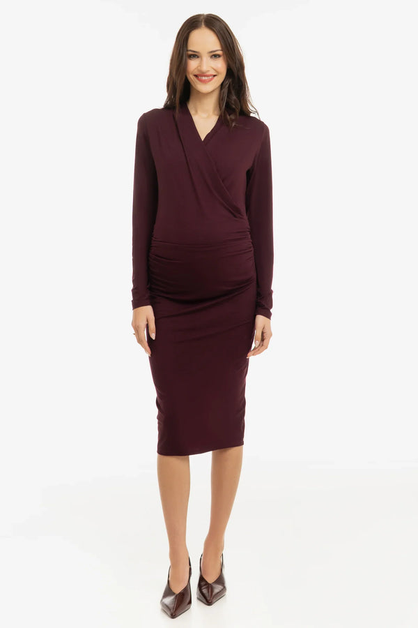 Φόρεμα εγκυμοσύνης και θηλασμού τύπου «Αγκάλιασέ με» – μπορντό - - soonMAMA - Η σωστή προσθήκη στην κομψή και άνετη εγκυμοσύνη! - Παλτά για έγκυες
