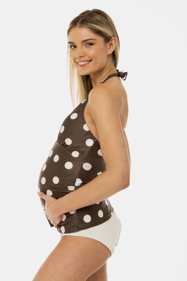 Μαγιό εγκυμοσύνης δύο τεμαχίων με πουά σχέδιο - - soonMAMA - Η σωστή προσθήκη στην κομψή και άνετη εγκυμοσύνη! - Παλτά για έγκυες