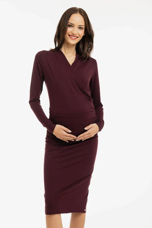 Φόρεμα εγκυμοσύνης και θηλασμού τύπου «Αγκάλιασέ με» – μπορντό - - soonMAMA - Η σωστή προσθήκη στην κομψή και άνετη εγκυμοσύνη! - Παλτά για έγκυες