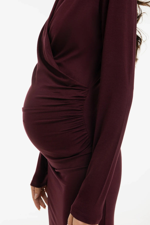 Φόρεμα εγκυμοσύνης και θηλασμού τύπου «Αγκάλιασέ με» – μπορντό - - soonMAMA - Η σωστή προσθήκη στην κομψή και άνετη εγκυμοσύνη! - Παλτά για έγκυες