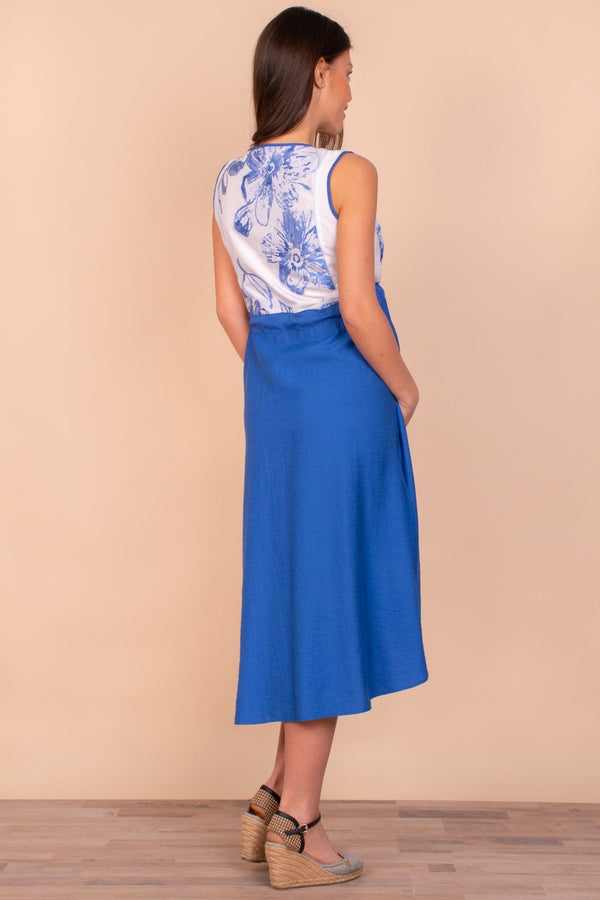 Ασύμμετρο φόρεμα εγκυμοσύνης και θηλασμού σε μπλε χρώμα - Φόρεμα - soonMAMA - Η σωστή προσθήκη στην κομψή και άνετη εγκυμοσύνη! - Παλτά για έγκυες