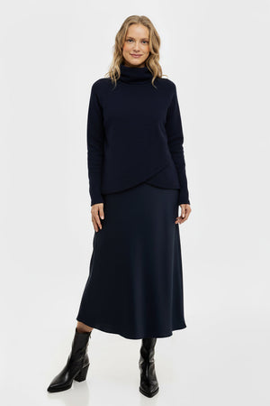 Σατέν φούστα εγκυμοσύνης - σκούρο μπλε - - soonMAMA - Η σωστή προσθήκη στην κομψή και άνετη εγκυμοσύνη! - Παλτά για έγκυες