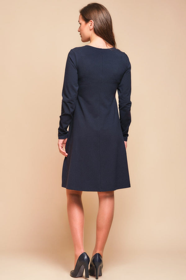 Βαμβακερό φόρεμα εγκυμοσύνης και θηλασμού σε γραμμή Α – σκούρο μπλε - - soonMAMA - Η σωστή προσθήκη στην κομψή και άνετη εγκυμοσύνη! - Παλτά για έγκυες